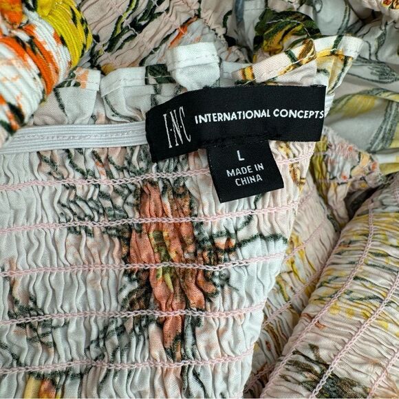 INC International Concepts Smocked Puff-Sleeve Midi Dress - Picture 9 of 10